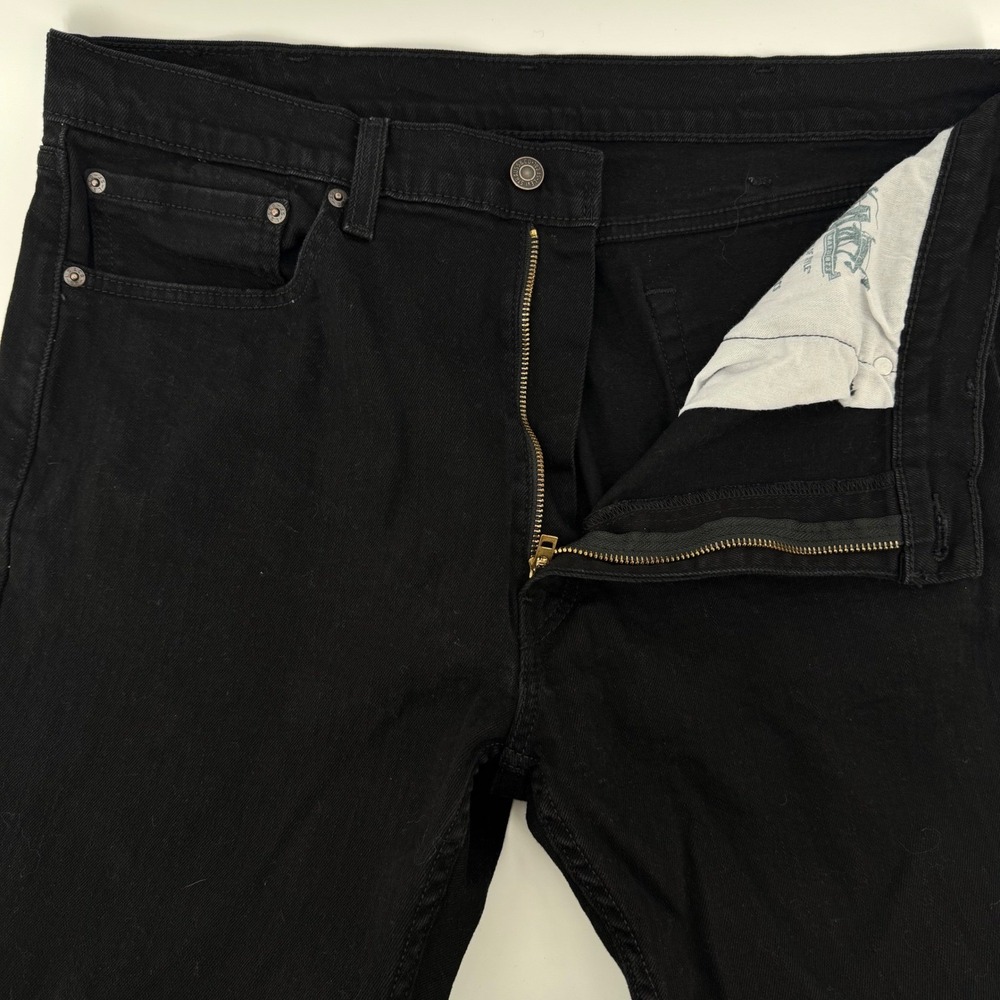 Levi Strauss 505 Black Denim Jeans W38 L32 Straight Leg Cotton Blend - Picture 4 of 11
